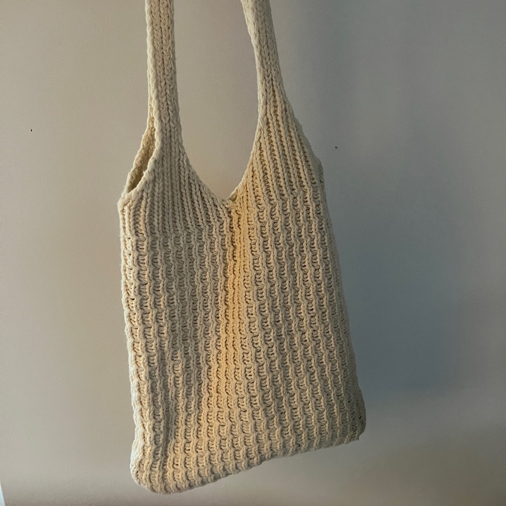 Knit crochet tote bag